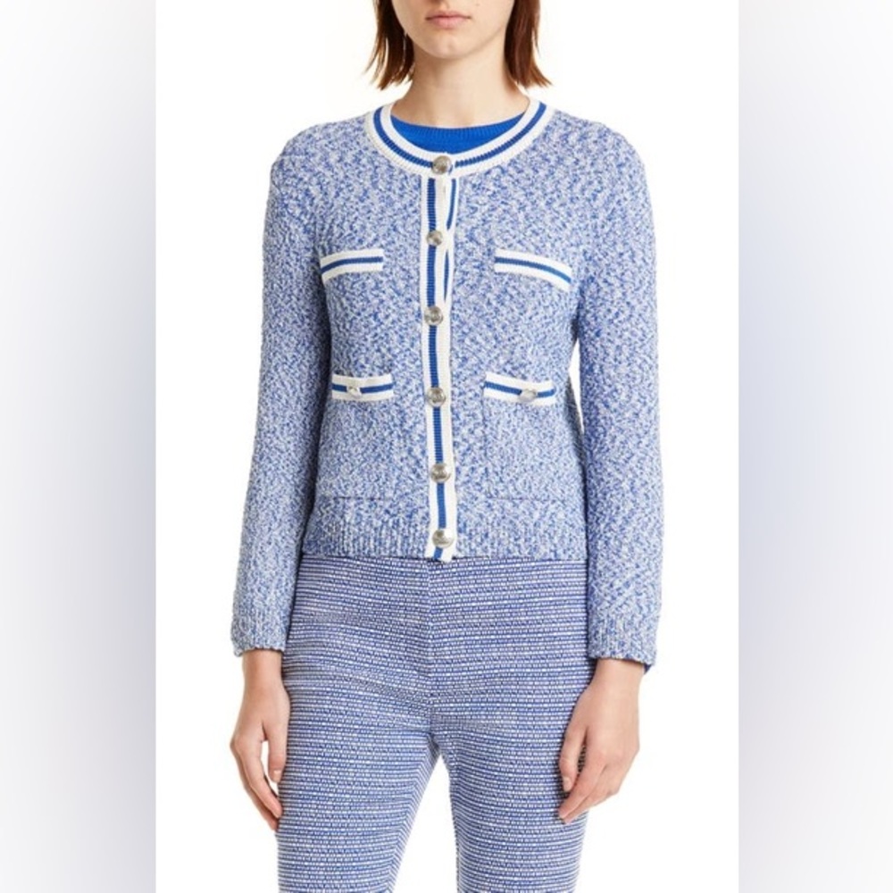 Hugo Boss Flavrie Stripe Cardigan in Surf Melange